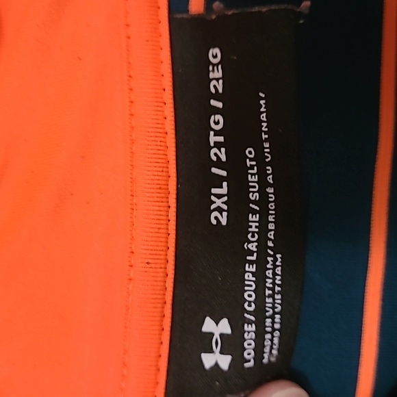 2XL Under Armour long sleeve pull over. Orange and blue striped- gently used - Picture 2 of 3